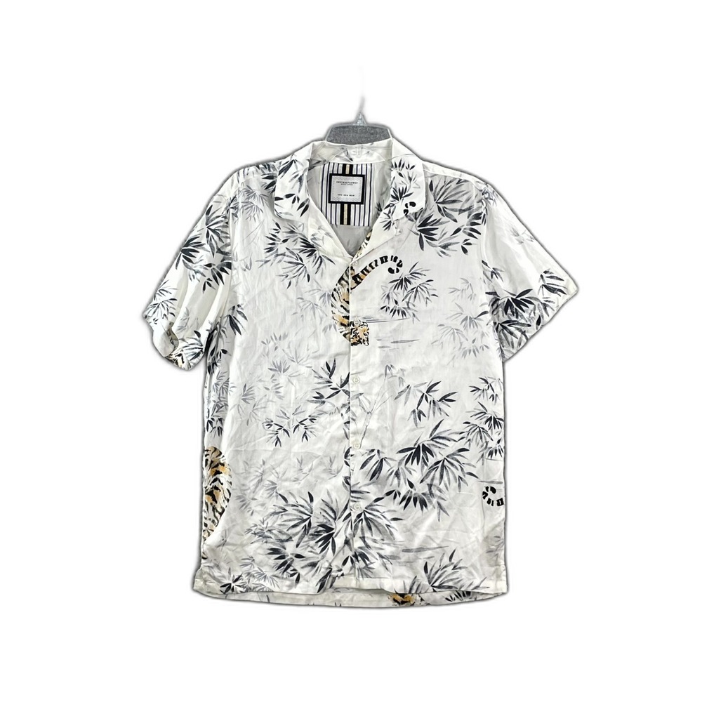 Denim & Flower By Ricky Singh Shirts Mens Medium Tiger Bamboo Print Streetwear